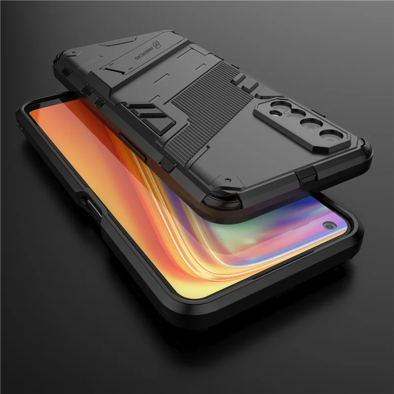 For Oppo Realme 7 Case Cover Shockproof Silicone Bumper Stand Holder Armor Hard Back Cover For Realme 7 Phone Case For Realme 7