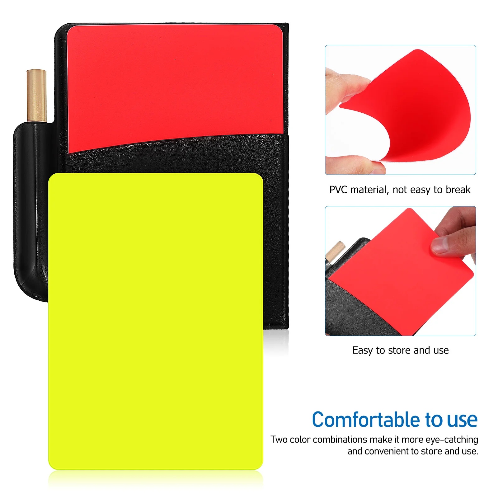 

2Set Soccer Referee Set Referee Score Sheet Pencil Included Foldable Card Cover Suitable for Multiple Sports Soccer Cards