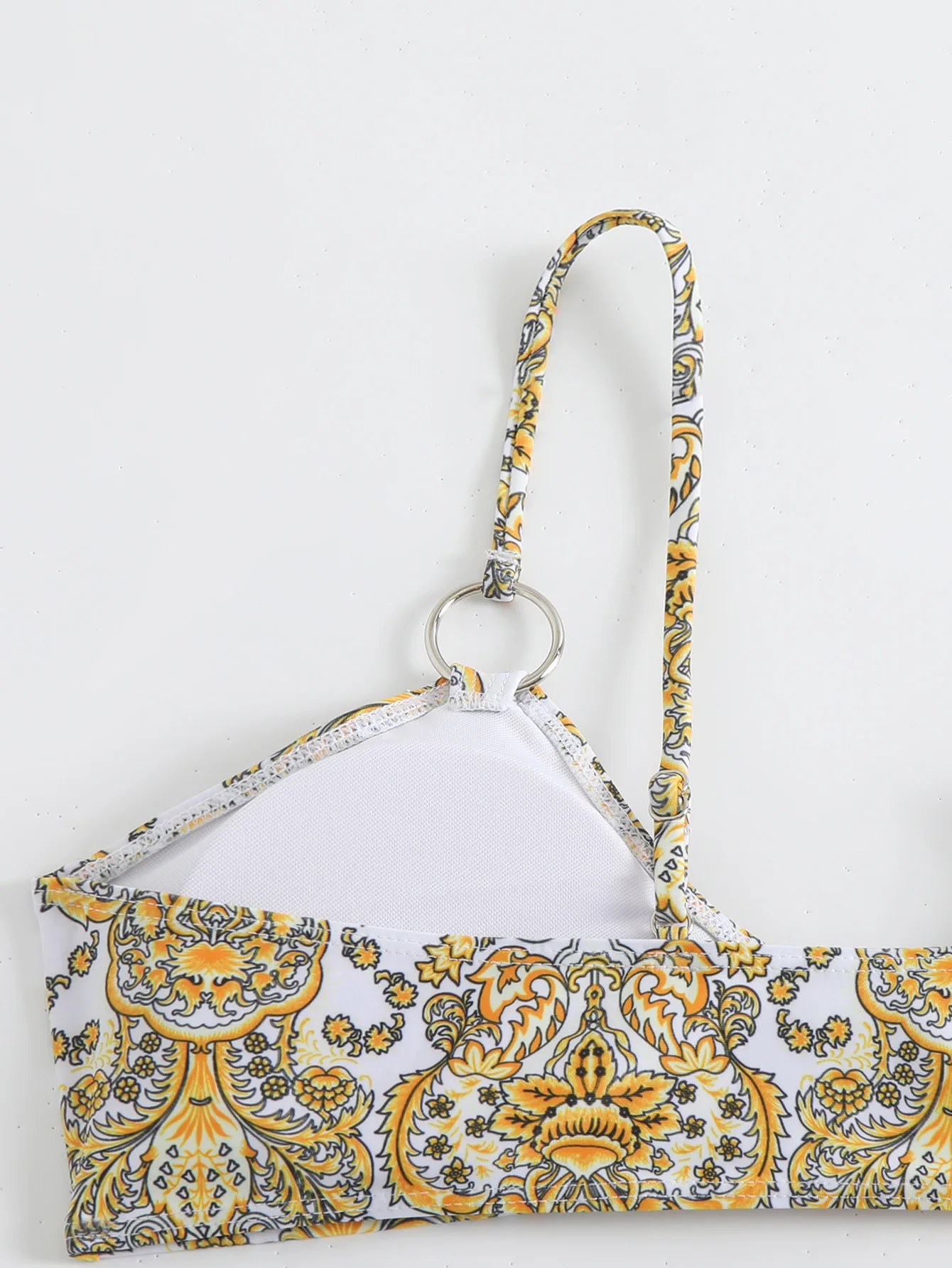 bikini sexy con stampa vintage set due pezzi anello in metallo costume da bagno a vita alta Costumi da bagno conjunto de bikini tankini beachwear biquini