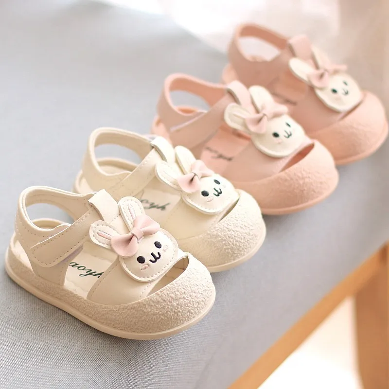 New Girls Beach Sandals Summer Children Cute Rabbit Shoes Kids Toddler Shoes Flats Anti-Slippery Soft-soled Infant Sandals