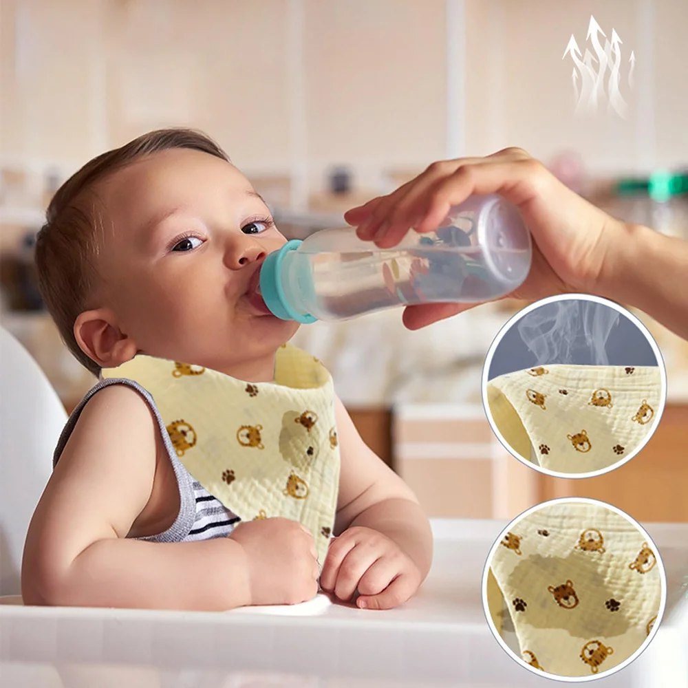 Newborn Multi-Function Gauze Drool Bibs, Triangle Bib Design, Cotton Material Skin-Friendly Breathable