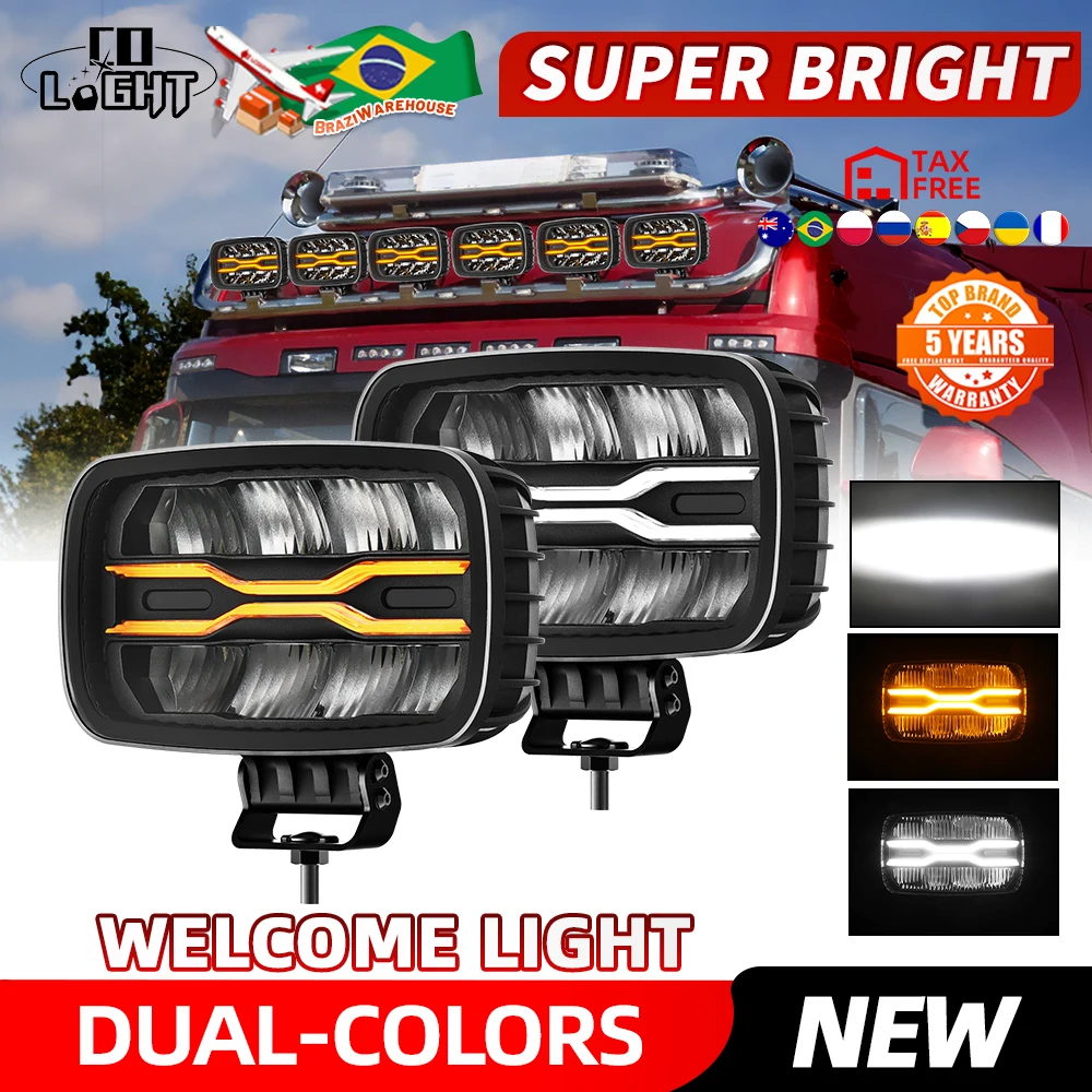 CO LIGHT 10 "LED Light SCAN- مصباح أمامي للطرق الوعرة DRL بدء التشغيل شاحنة مساعدة قيادة السيارة أبيض أصفر 80000LM 12V 24V لسيارات الدفع الرباعي
