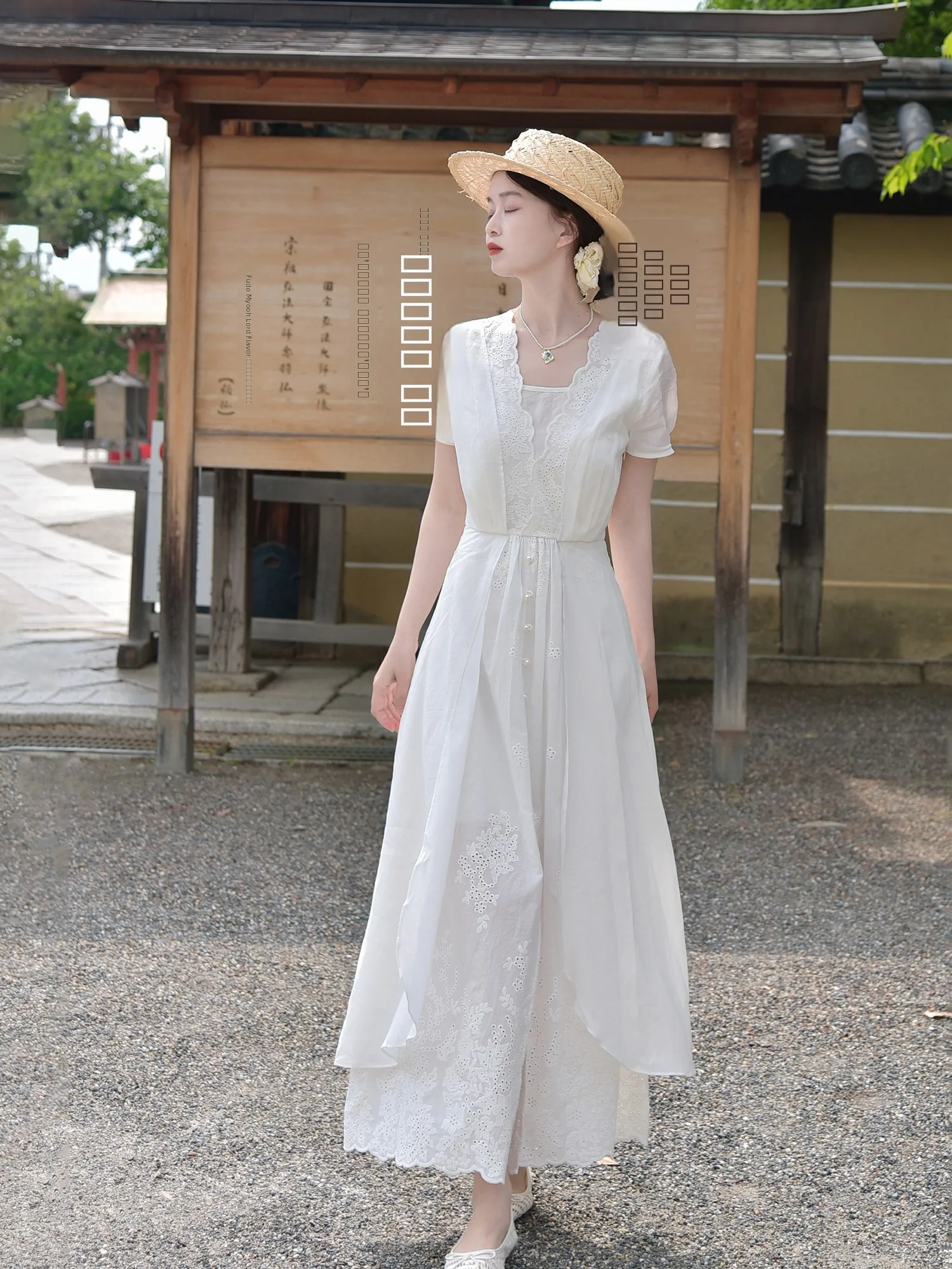 

Длинное хлопковое платье с вышивкой, приталенное, с высокой талией, для повседневной носки, модель «Музыка ночи»