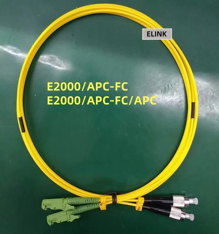 fiber patch cord E2000/APC-FC/APC FC/UPC duplex Singlemode 1m 3m 5m 7m 10m 50m 9/125um optical fibre jumper E2000-FC E2K elink