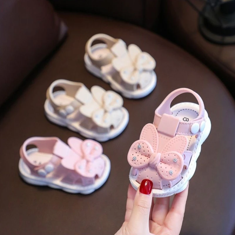 

New 2024 Summer Cute Bunny First Walkers Comfy Infant Canvas Kids Play Flats Girls Outdoor Beach Sandals Non-slip Toddler Shoes