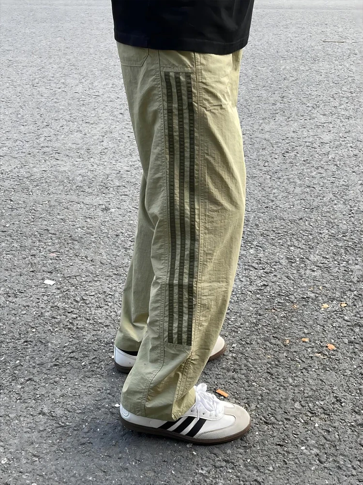 

Легкие мужские повседневные брюки в полоску с лоскутным узором, быстросохнущие, для работы и отдыха, летние спортивные брюки прямого кроя