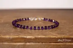 Amethyst Bracelet, Amethyst Jewelry, February Birthstone, Sterling Silver Beads, Purple Gemstone