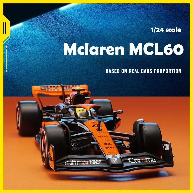 Diecast 1/24 Scale F1 MCL60 2023 Racing Car Alloy Model Collection Metal Toy Vehicle Birthday Gift for Children Boy Home Decor