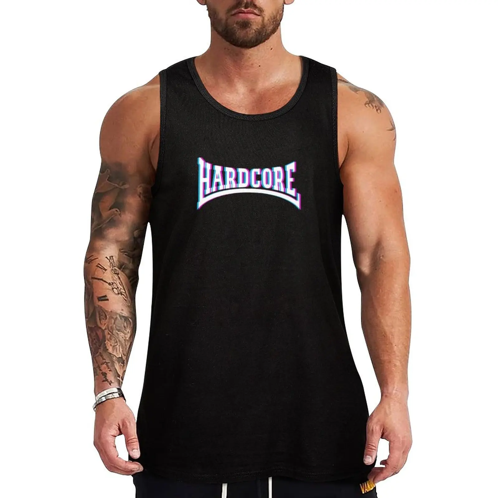 Hardcore Techno 3D Logo Tank Top Soft Basic Tank Top Breathable Sleeveless Daily Shirt