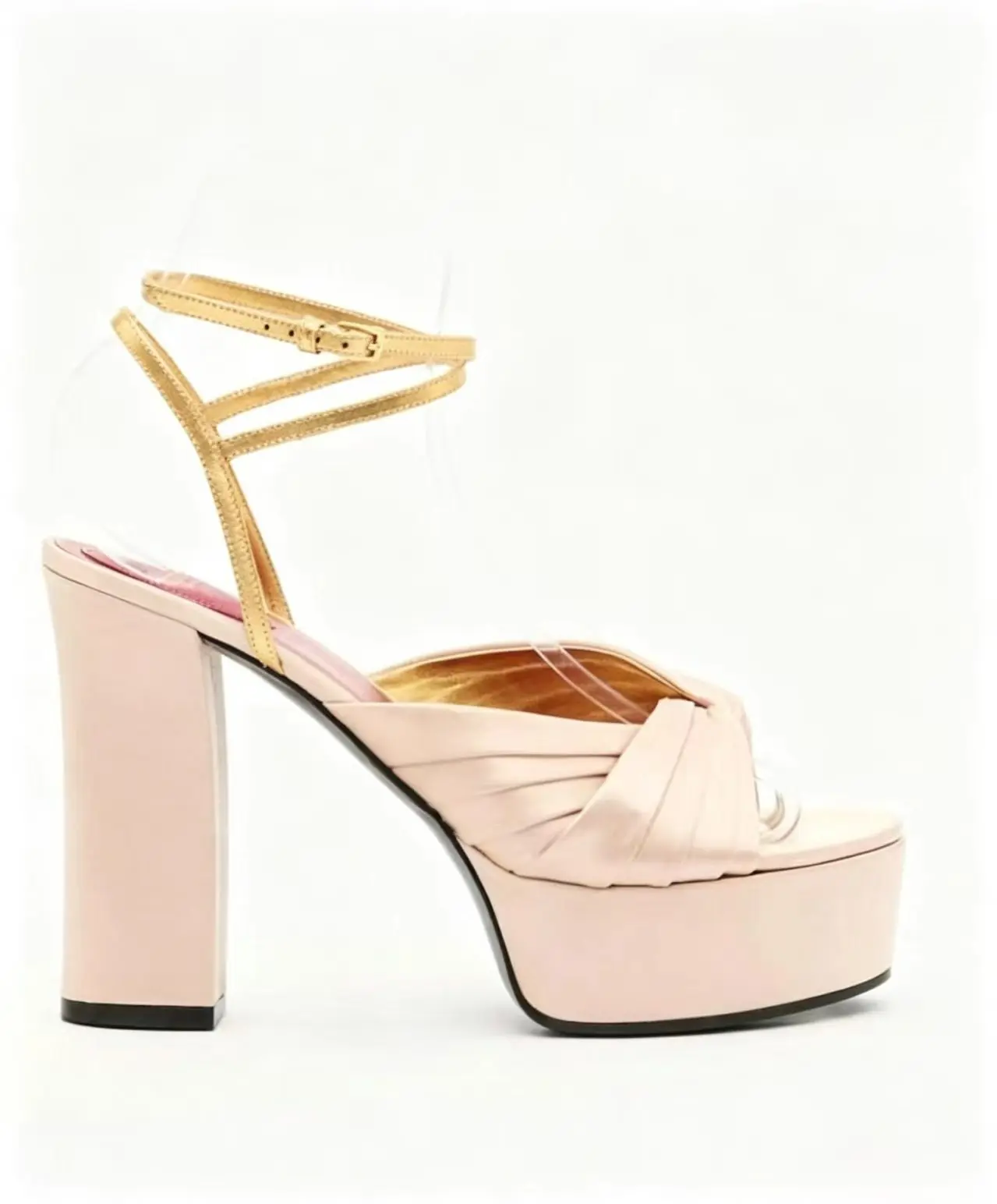Ankle Strap Round Toe Shallow Platform Summer Women Sandals Chunky Super High Heels Buckle Strap Design Large Size Party Shoes