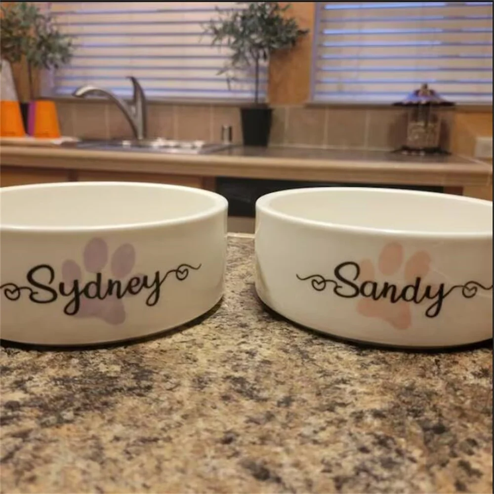 Personalized Dog Food Bowl, Custom Pet Bowl, Dog Gift, Ceramic Pet Bowl, Custom Cat and Dog Food Bowl