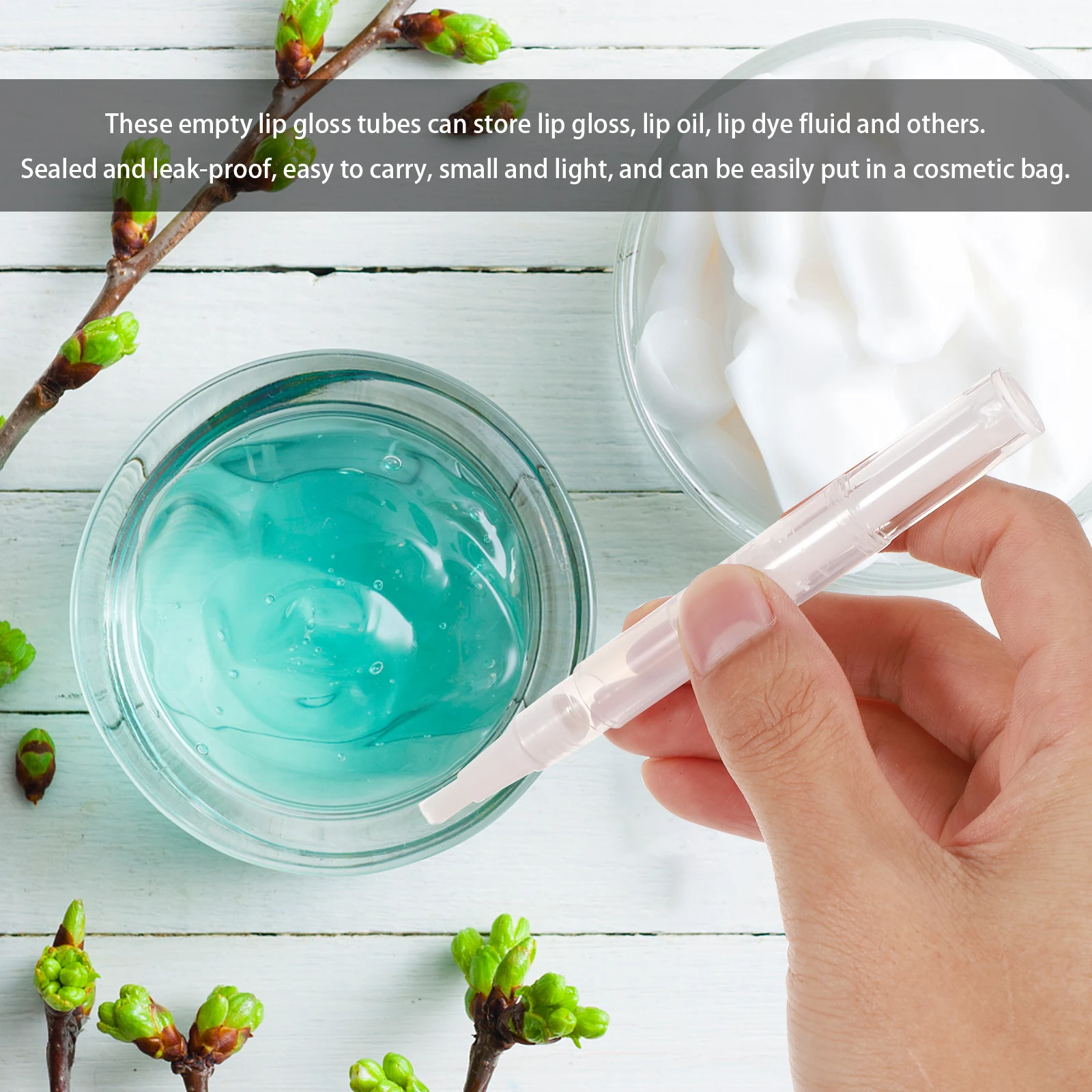 

6pcs Empty Lip Gloss Tubes Transparent Refillable Portable Leak-Proof For Travel Daily Use Small Light Storage Pp