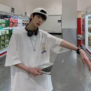 رجالي النمط الياباني أنيمي القط الرسم تي شيرت أكمام قصيرة ملابس كبيرة الحجم يا رقبة رجالي 100٪ قطن الصيف تي شيرت أفضل 10 تي شيرتات رجالية كبيرة الحجم مبيعا - رقم 9