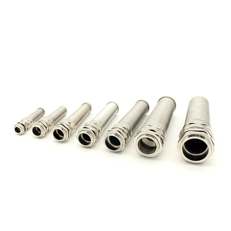 Pg7 Bend Proof Anti Kink Protection Stainless Steel Cable Glands Ip68 Liquid Tight Spiral Flex Cord Grips Connectors