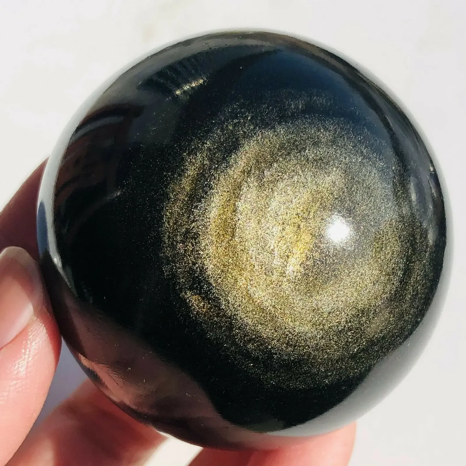 Beautiful Golden Obsidian Sphere Natural Flashy Sparkly Crystal Healing