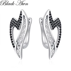 Black Awn 2026 Nuovi orecchini a cerchio a forma di cuore per donna, colore argento classico, alla moda, con spinello, gioielli di moda per fidanzamento I278