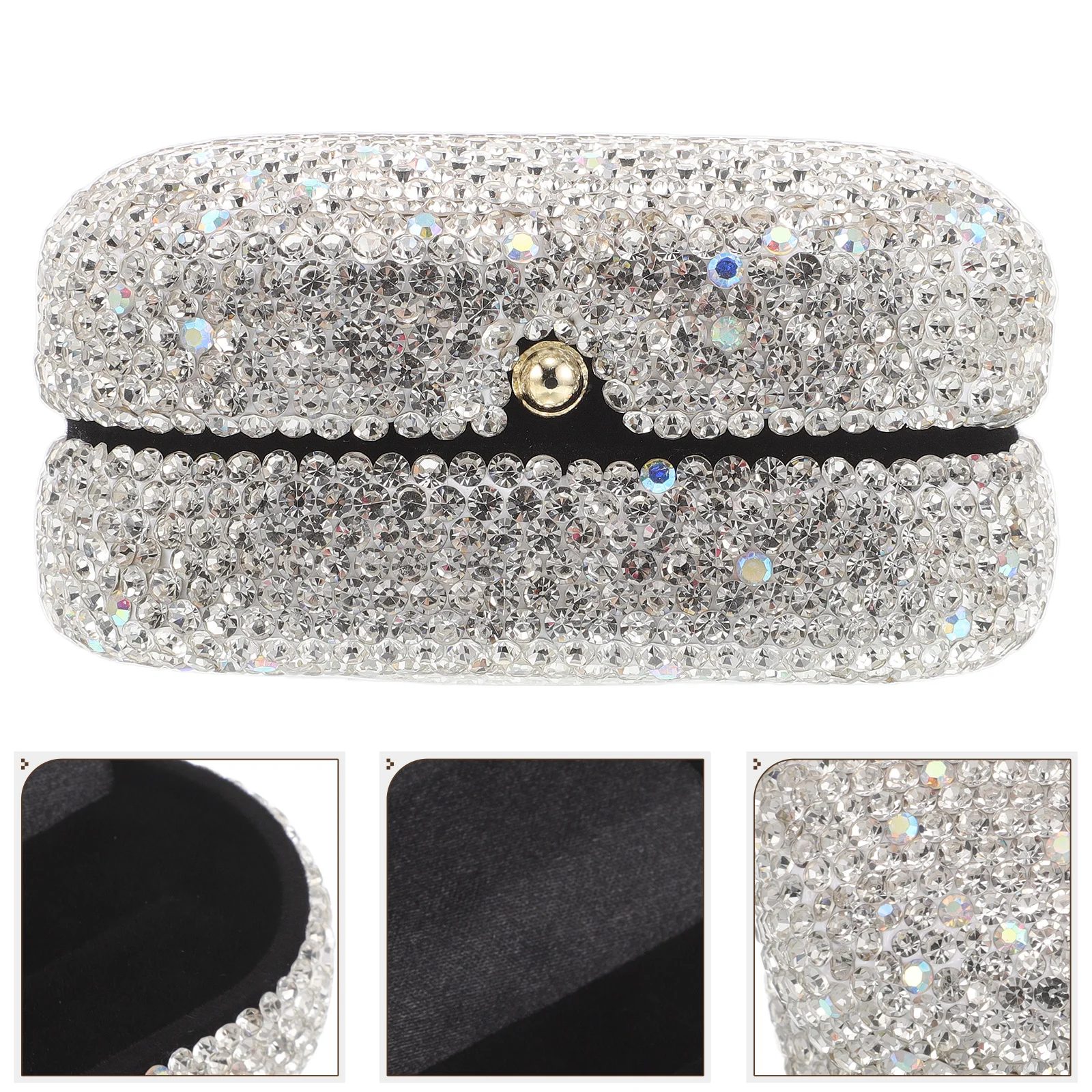 

Flip Cover Rhinestone Ring Box Luxury Organizer for Engagement Proposal Wedding Ceremony Ring Holder Small Jewelry Box