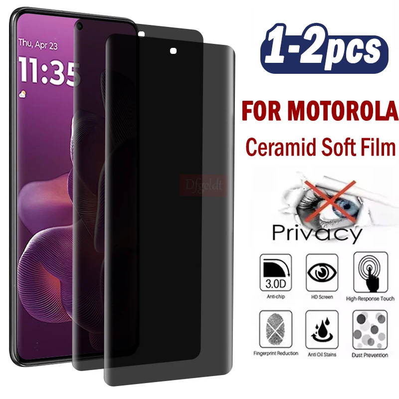 1-2Piece 3D Curved Ceramic Anti Spy Soft Film for Motorola Edge 60 50 40 Pro Fusion Moto S50 Neo G85 X50 Ultra Screen Protector