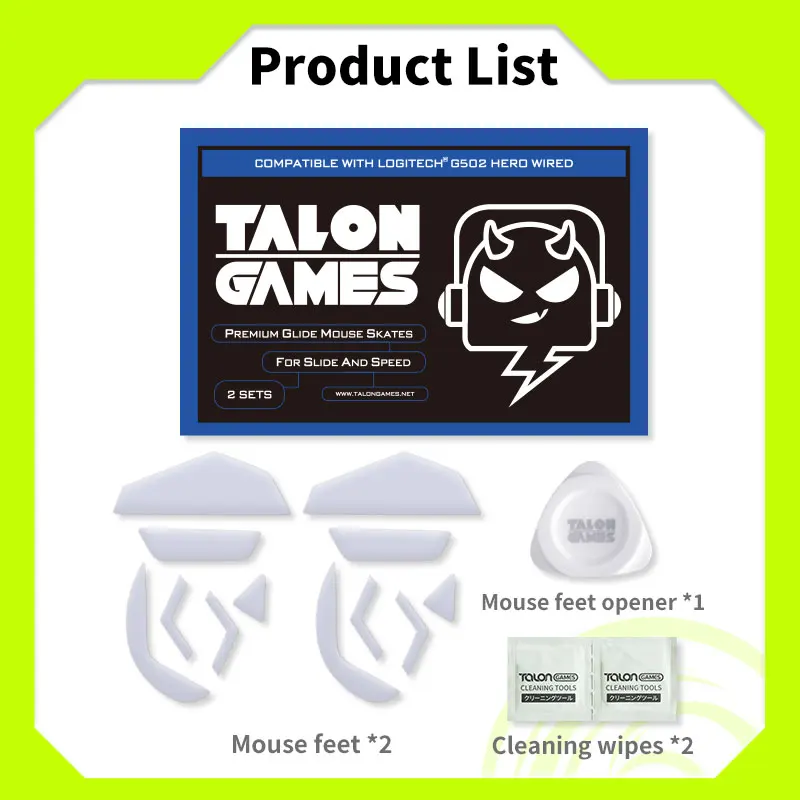 TALONGAMES-pies de ratón gris claro, patines de ratón de borde curvo personalizados para Logitech G502 Hero, repuesto de pies de ratón con cable, 2