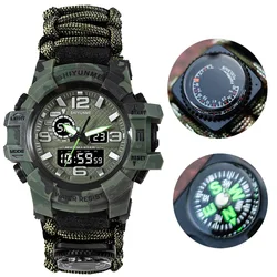 Men Military Sports LED Digital Watches Compass Outdoor Multi-function Waterproof Men's Quartz Watch Relogio Masculino  2201D