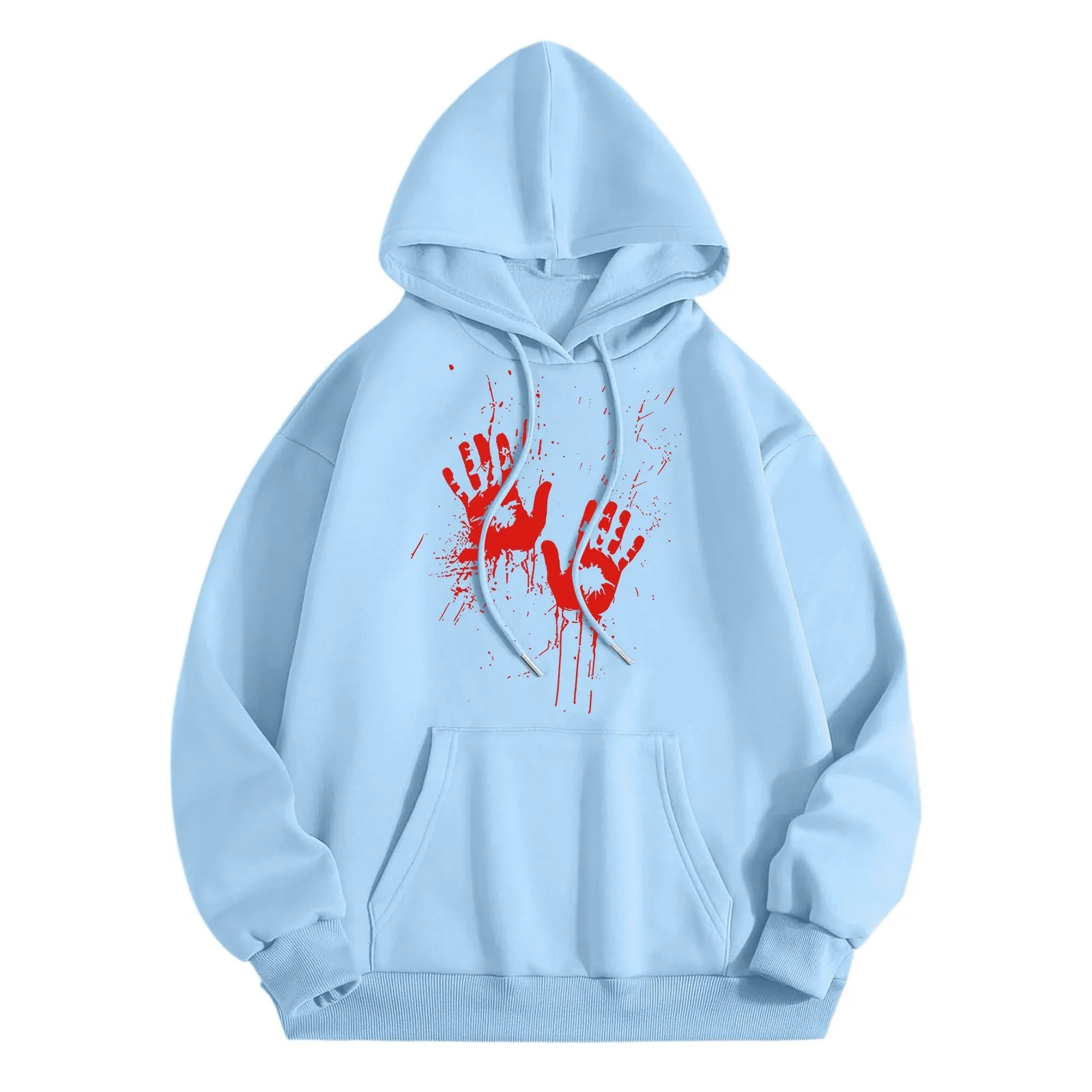 

Bloody Handprint Pattern Women'S Halloween Hoodie Solid Color Simple Loose Casual Hoodie Fashion Trend All Match Pullover