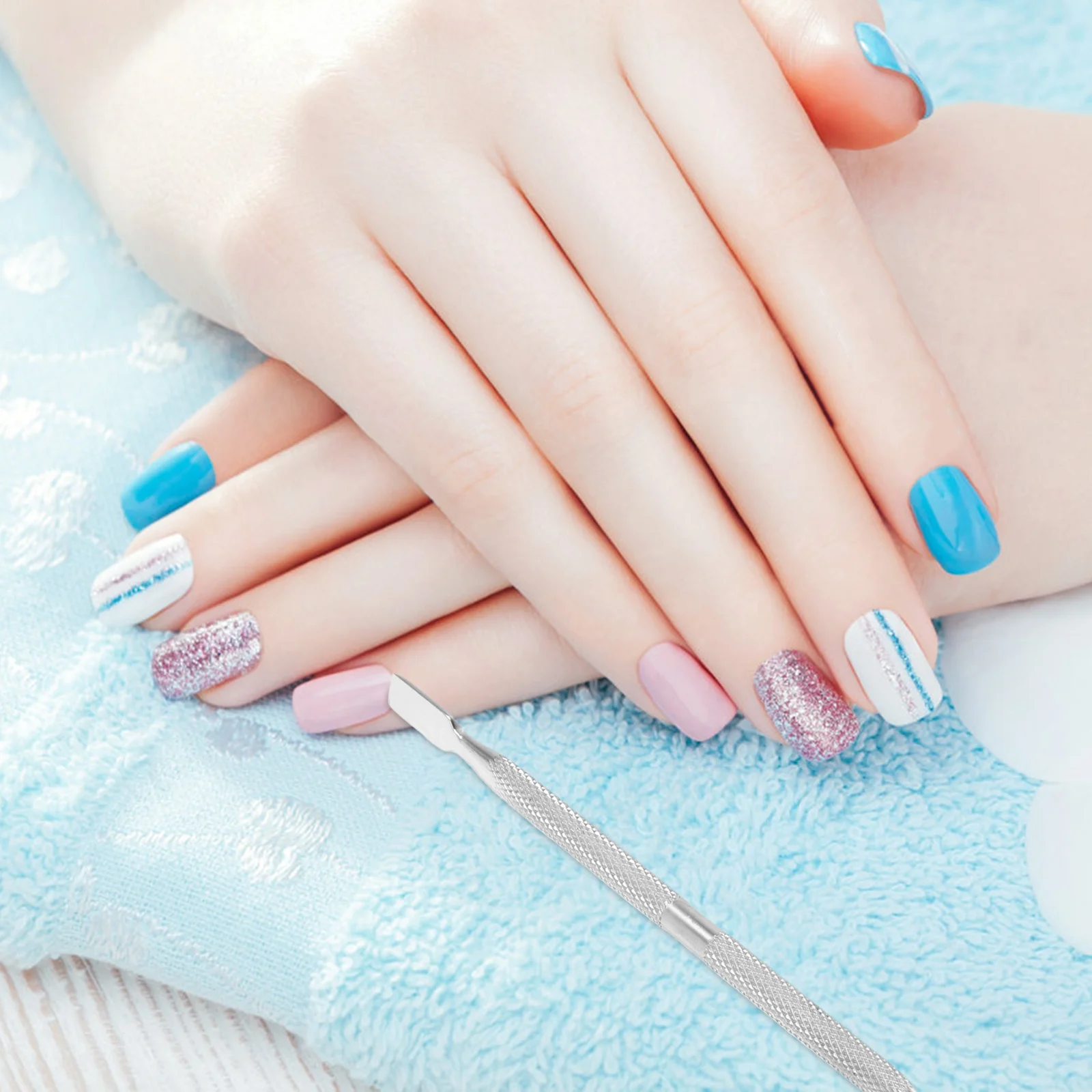 ステンレス製10cm両端ネイルアートツールキューティクルプッシャースプーン、マニキュアペディキュアアクリルUVジェルプレップネイルケアキット用