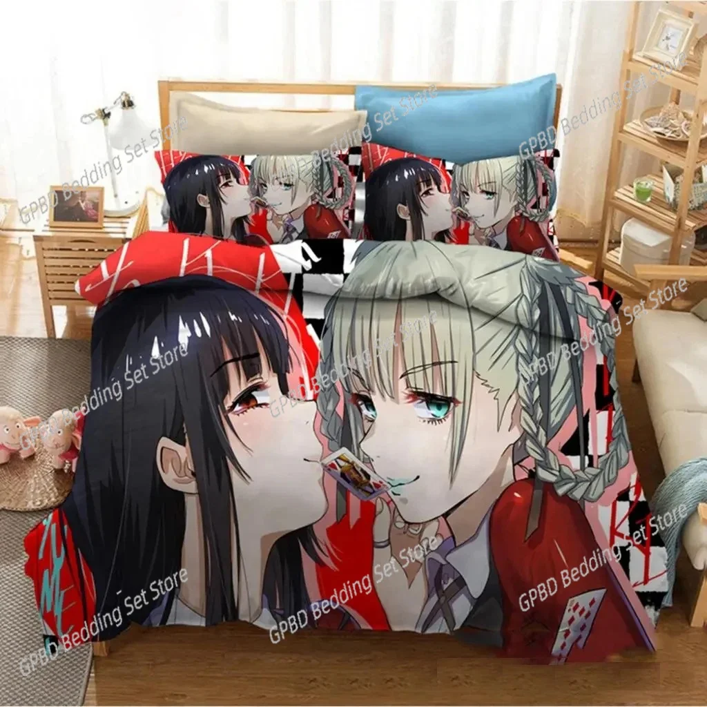 Anime Kakegurui Yumeko Jabami 3D Bedding Set Duvet Cover Pillowcases Single Twin Full Queen King Size Home Decor Quilt Boys Gift