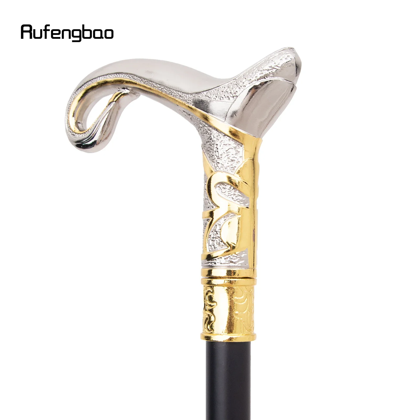 Golden White Luxury Curve Line  Walking Cane Fashion Decorative Walking Stick Gentleman Elegant Cosplay Cane Knob Crosier 92cm