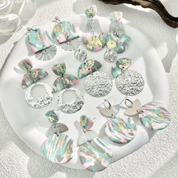 AENSOA Women's Multiple Handmade Camouflage Polymer Clay Earring Personality Bohemia Classic Colorful Long Ear Pendants Jewelry
