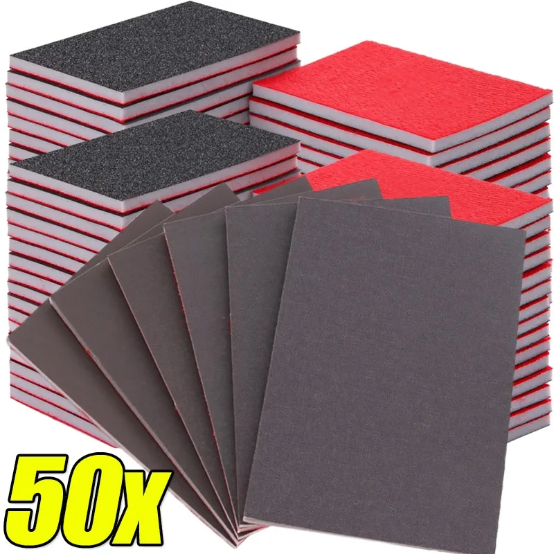 

50-5PCS Sponge Sanding Block 180-2500 Grit Abrasive Block Polishing Pads Wet And Dry Grinding Sponge Sand Blocks Abrasive Tools