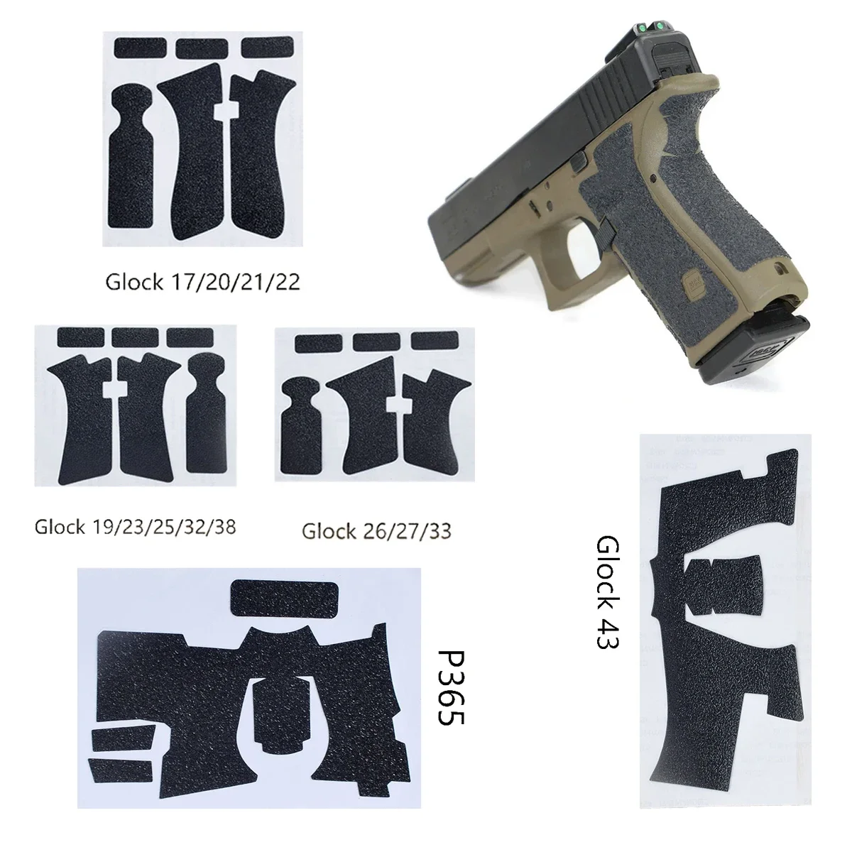 9mm Pistol Holster Gun Magazine Accessories Non-Slip Rubber Texture Grip Wrap Tape Glove For P365 Glock 17 19 20 25 26 27 33 43