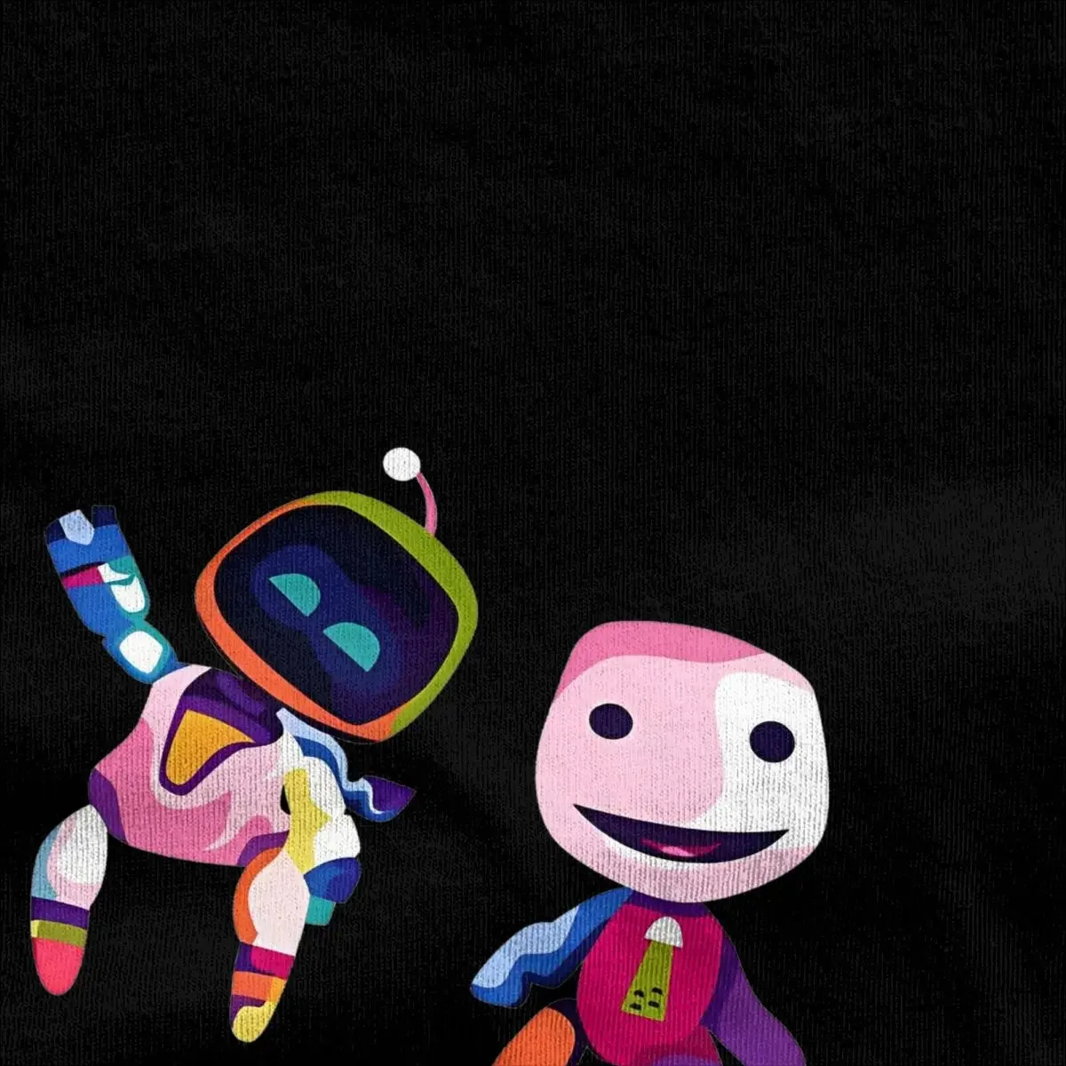 Astro And Sackboy T-Shirt Beach Y2K Basic T-Shirts 100% Cotton Harajuku Tee Shirt For Men's Short Sleeve Print Top Tees