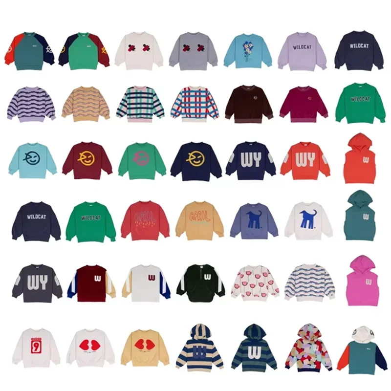 New Wyn 2024 Autumn Winter Kids Boys Girl Sweatshirts Letter Print Cotton Baby Pullover Sweater For Girls Cute Children Clothes