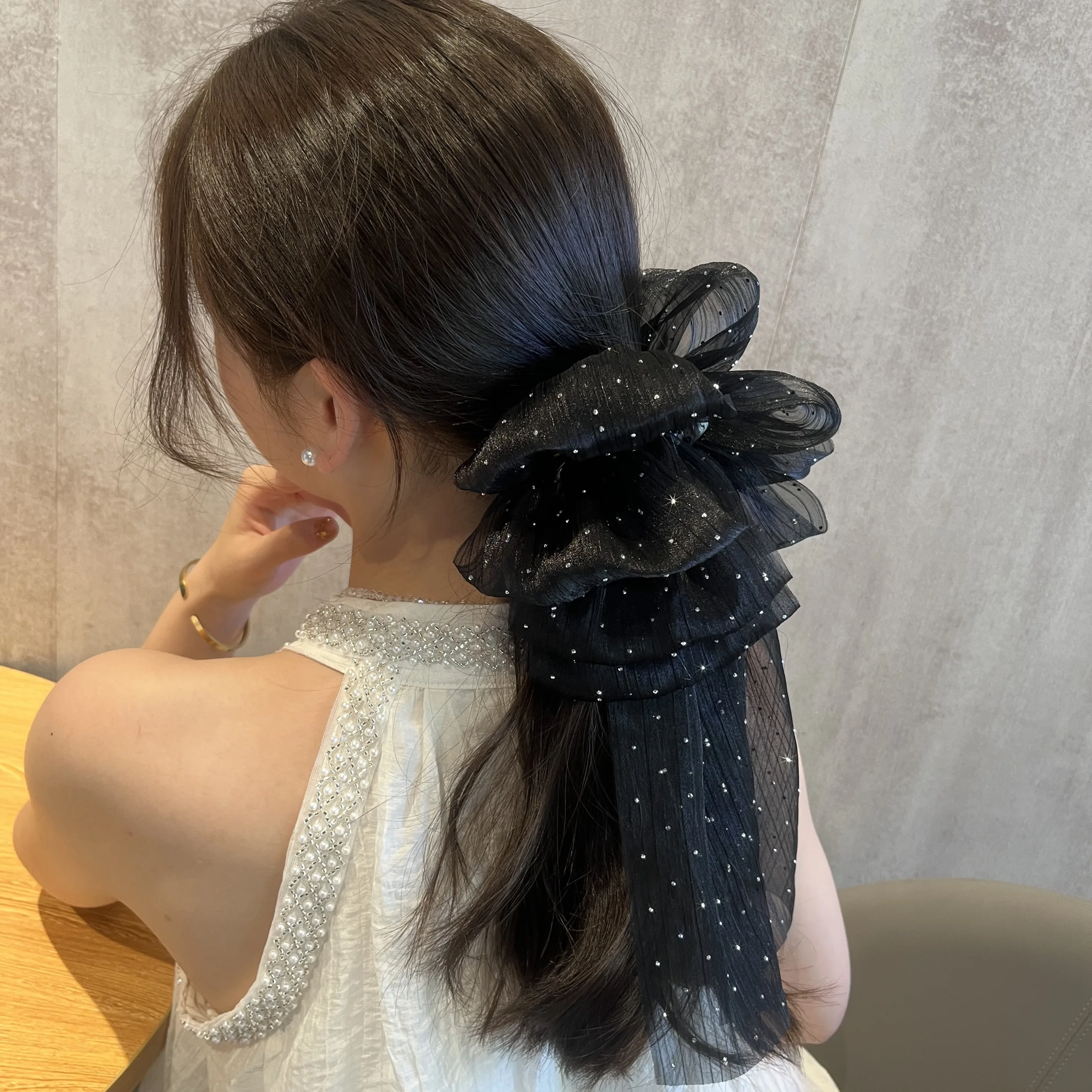 Large Bow Hair Claw Clip New Hairpin for Women Korean Sweet Ponytail Hair Crabs Hair Clip Girls Ribbon Non-slip Hair Accessories