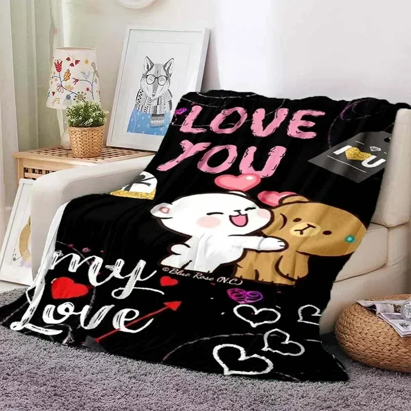 Cute Bubu and Dudu Series Blanket Cartoon Print Kids Warm Flannel Soft Comfortable Home Travel Blanket Bed Blanket Birthday Gift