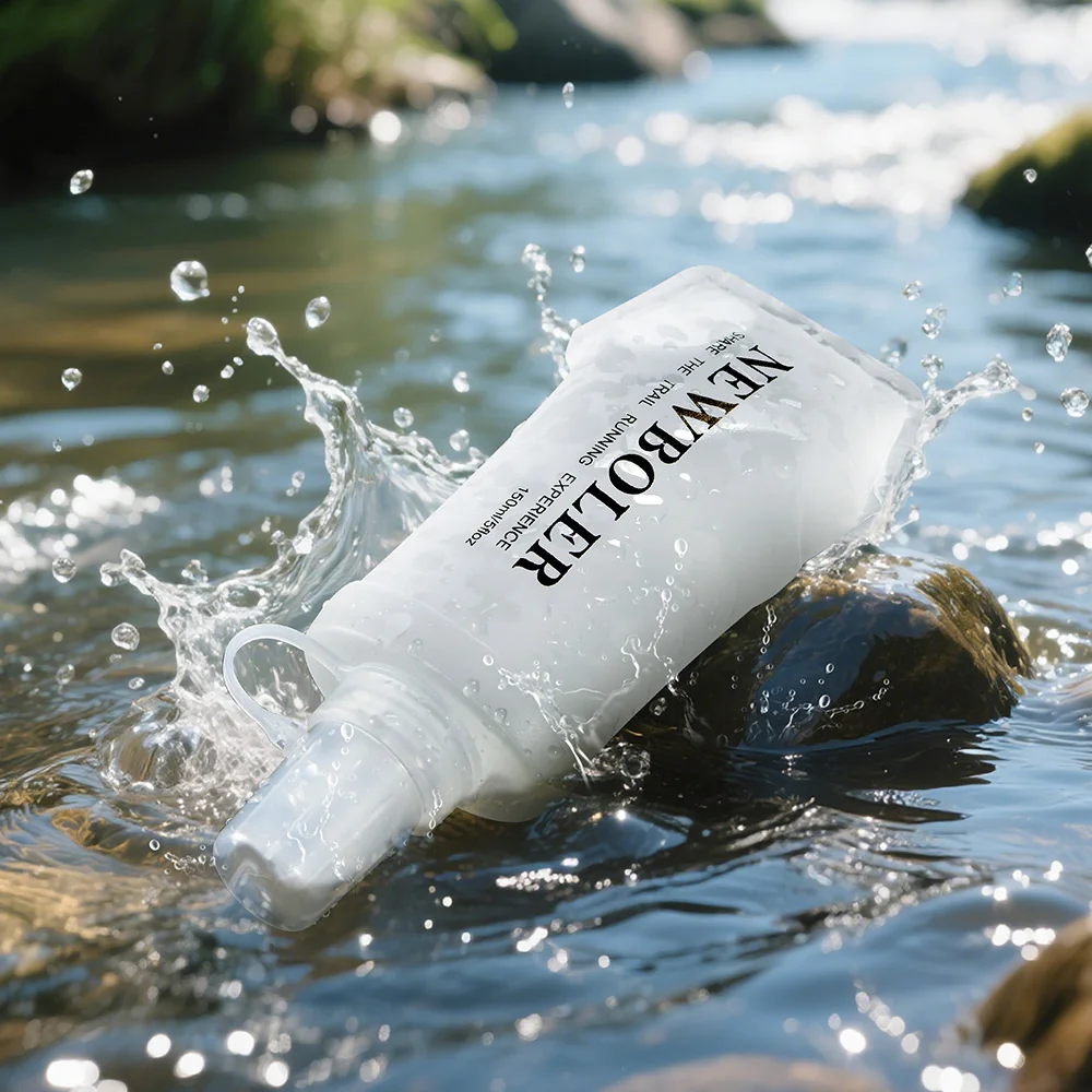 NEWBOLER 150/250/500 ml weiche Flasche, zusammenklappbar, faltbar, TPU, BPA-frei, Outdoor-Sport, tragbarer Wasserbeutel, Laufen, Camping – Detail 18