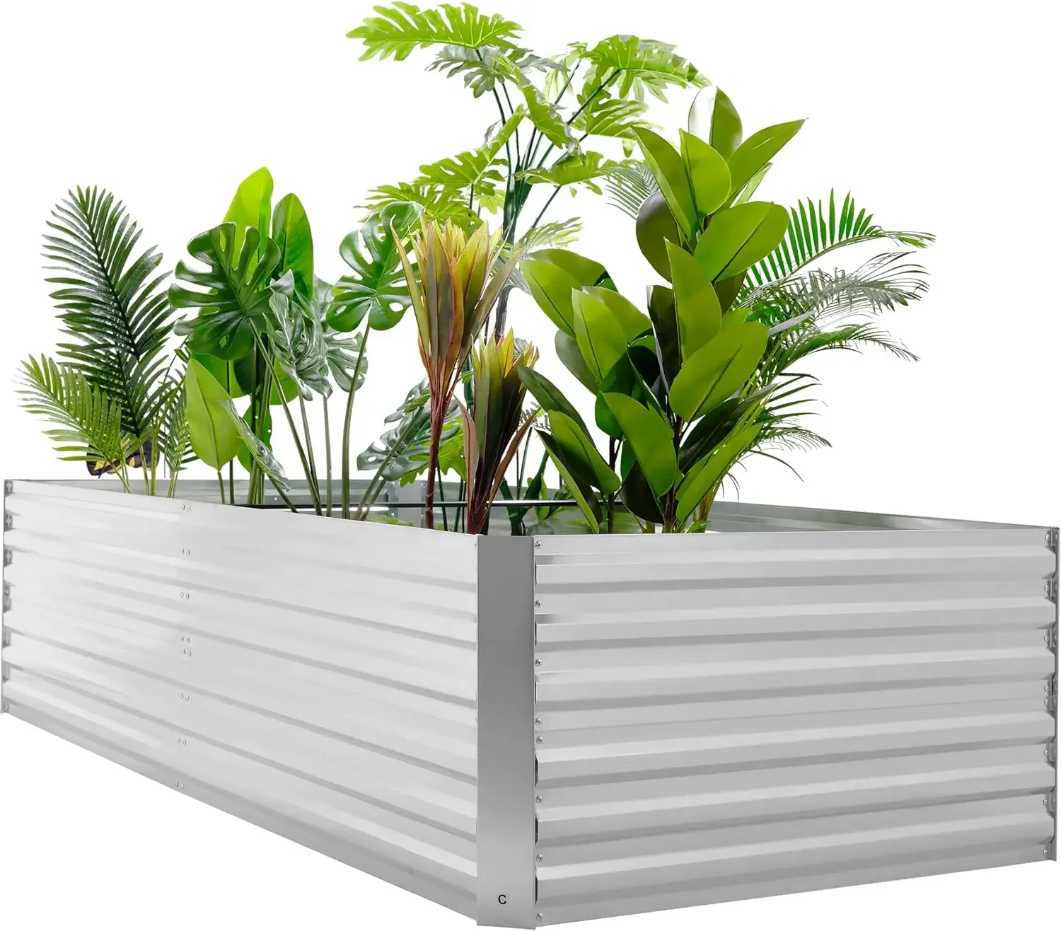 Raised Garden Beds Outdoor - 8x4x2 Ft Galvanized Metal Planter Boxes, Large Heavy Deep Root Gardening Planter Bed