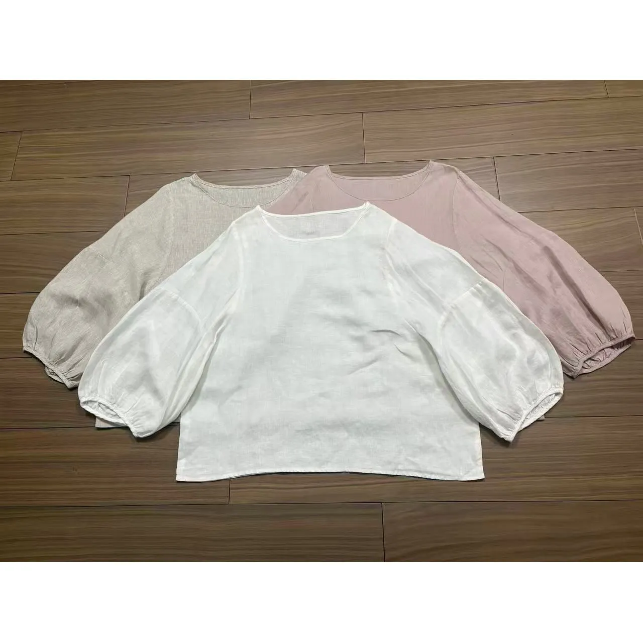 

Summer New Loose Fit Pure Hanflax Short Sleeve Shirt Women's Fashionable Top Thin Style Overhead Casual Elegant Blouse