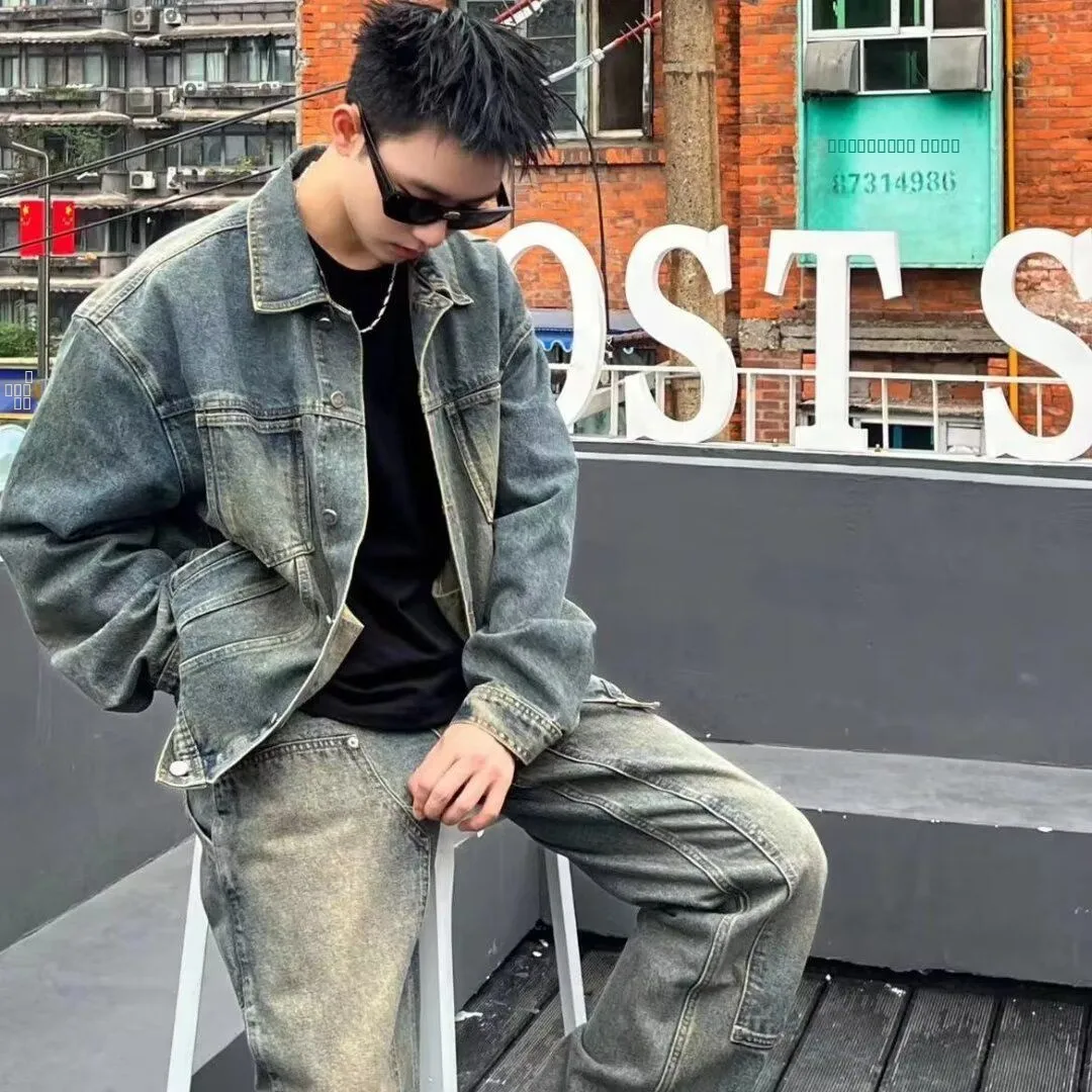 

Мужская свободная куртка 2024: осенне-весенняя уличная одежда в стиле Харадзюку, модная верхняя одежда из полиэстера для подростков