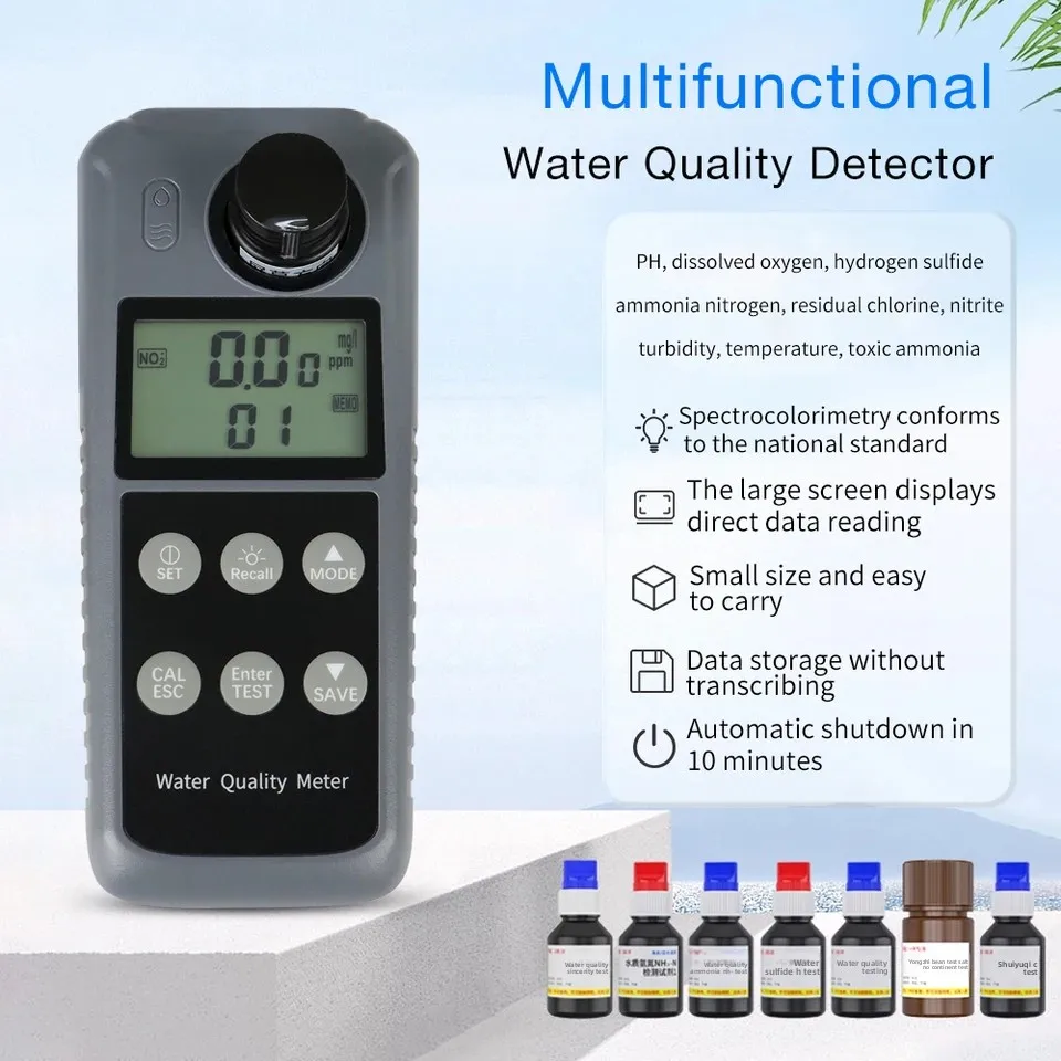 Multiparameter PH Hydrogen Sulfide Nitrite Ammonia Nitrogen Residual Chlorine Water Quality and Turbidity Meter 000-1000NTU