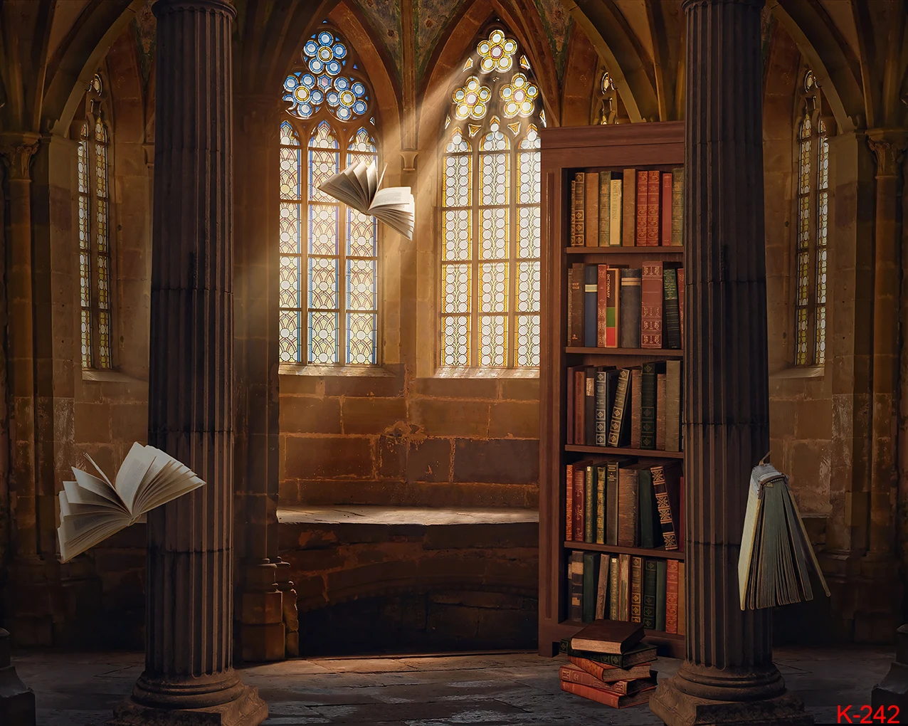 Фон для студийной фотосъемки с изображением библиотеки