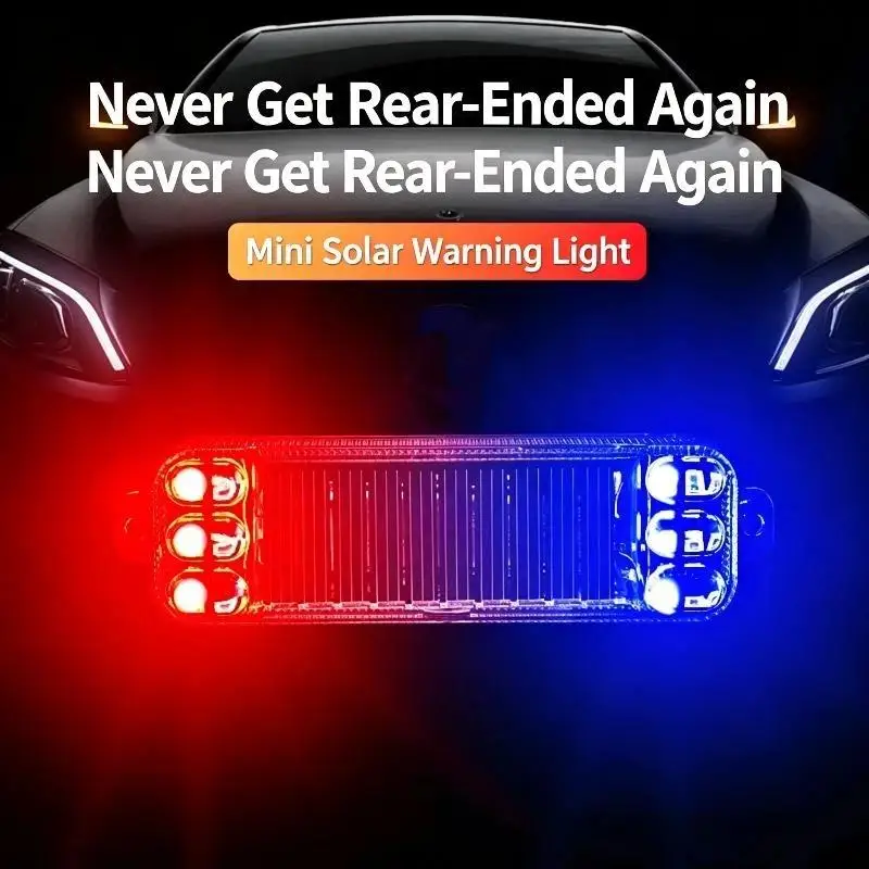 Solar Powered Anti Collision Warning Light IP65 Waterproof Strobe Lamp for Motorcycle Car Truck Tail Safety