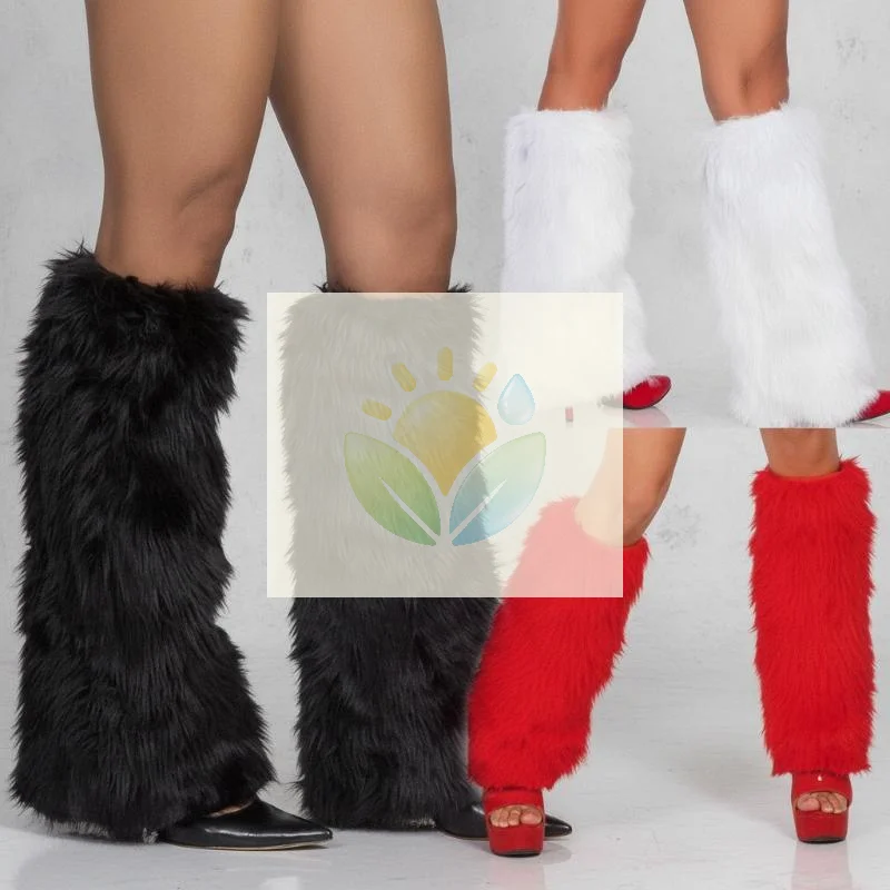 Faux Fur Leg Warmers Plush Fluffy Elastic Leg Cuffs for Music Festival Cosplay Rave Party Performance Costume Wear