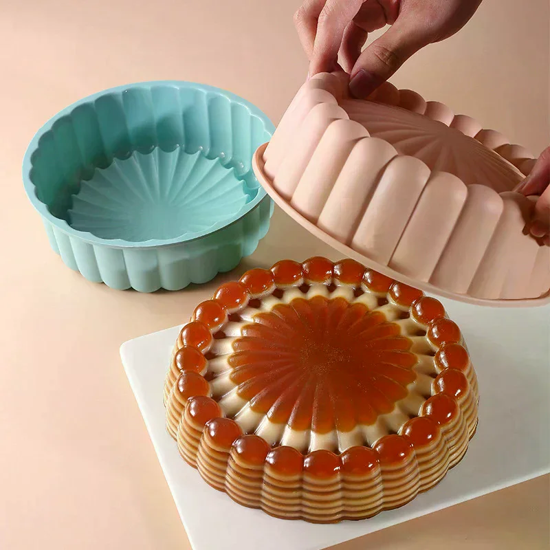Sunflower Cake Pan 7.87/10.04 Inch Round Cake Baking Pan Nonstick Silicone Cake Molds For Anniversary Cheesecake Bread Mould