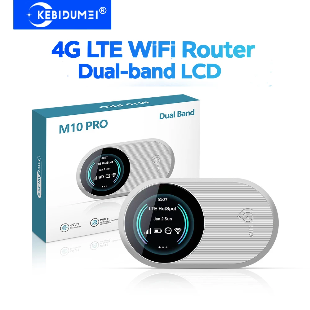 

KEBIDUMEI 4G LTE Mobile WiFi 300Mbps Wireless WiFi 6 Router with Screen 3000mAh Battery WiFi Hotspot 32 Users For Travel