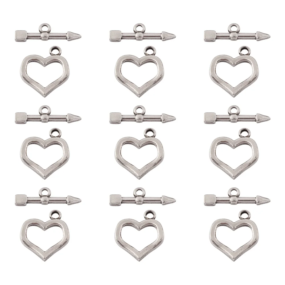 

10Set Ion Plating(IP) 304 Stainless Steel Toggle Clasps Heart & Arrow Clasp for DIY bracelet necklace Links accessories