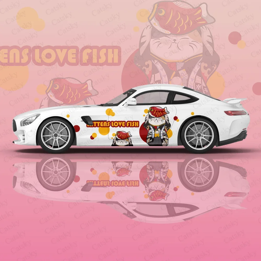 

Japanese Lucky Cat Design Car Body Sticker Itasha Vinyl Auto Accessories Side Decal car Decoration Sticker Wheel Protective Film