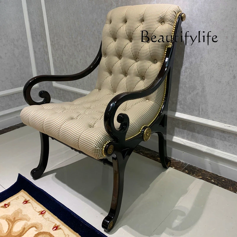 European solid wood leisure chair single leisure sofa single chair villa mansion living room decoration revival