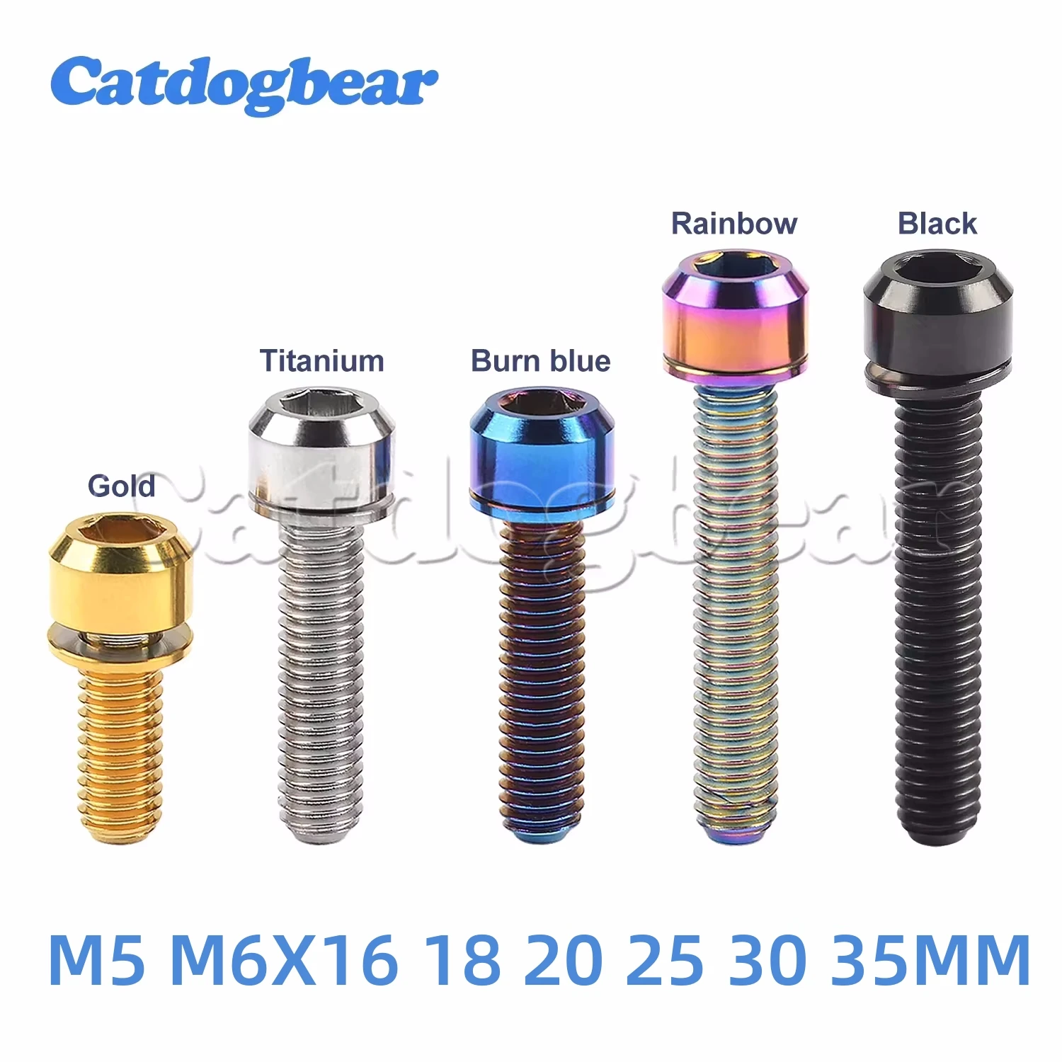 Catdogbear Titanium M5 M6X16 18 20 25 30 35mm Bolts Socket Head Bolts With Washers For Mount Bicycle Screws