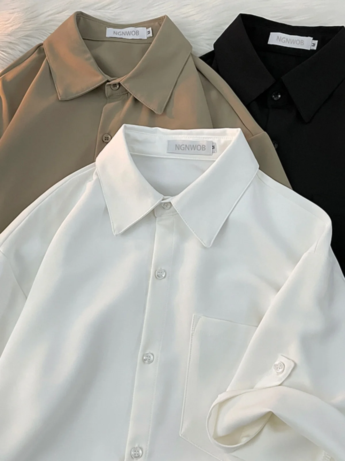 

Summer 2024 Men's ort Sve Casual irt Trendy f Sve Top Color Woven Fabric No Brand Loose Fit Youth ular Sle